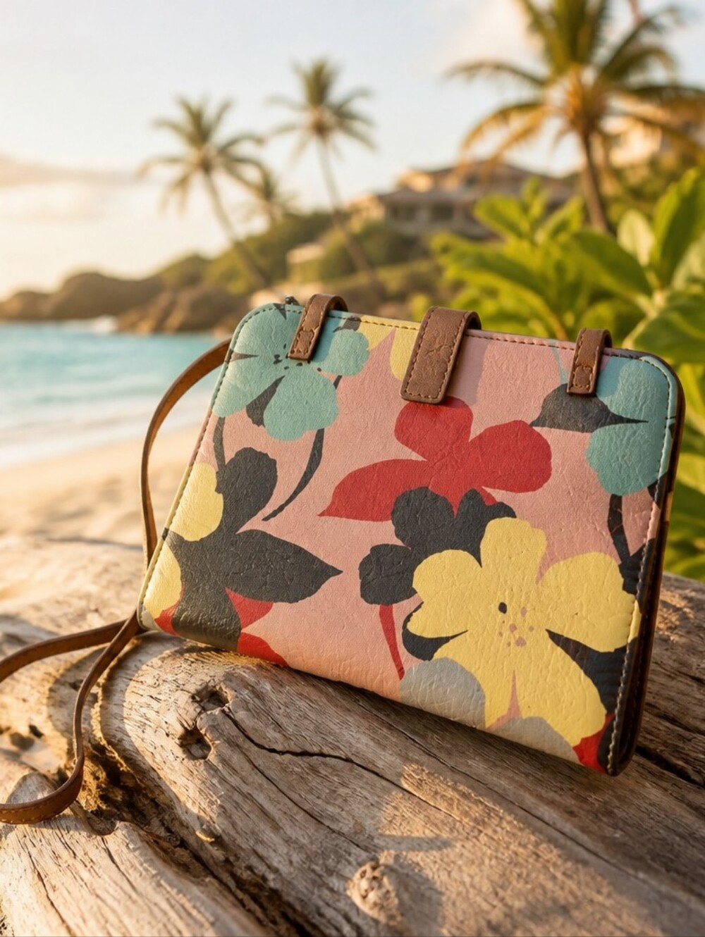 ROXY Floral Crossbody Bag Wallet Pink Multicolor Adjustable Travel Friendly